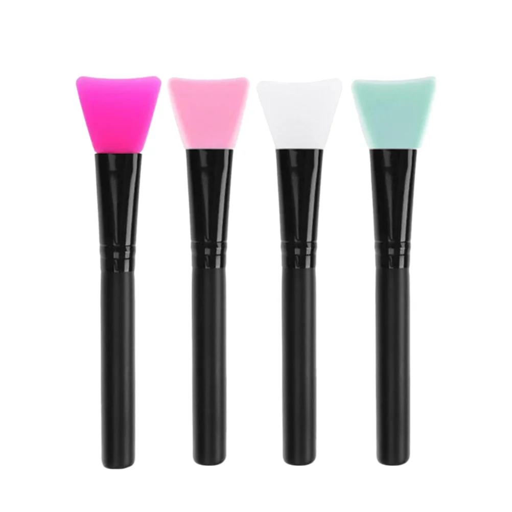 4pcs Silicone Face Mask Brush Flat Head Hairless Applicator For Facial Mud Body Lotion Butter Hygienic Sensitive Skin Use