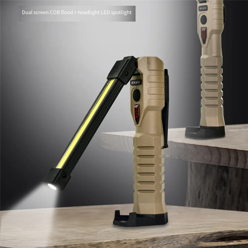 COB Foldable Flashlight LED Work Light 7 Modes Magnetic USB Rechargeable Torch Portable Working Flash Light-ABGL