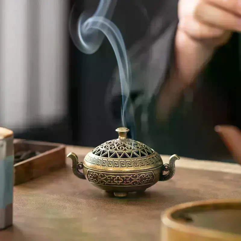 Copper Incense Burner Incense Incense Burner Holder Bronze Vintage Incense Burner Charcoal Stove Luxury Stand IncenseMetal Retr
