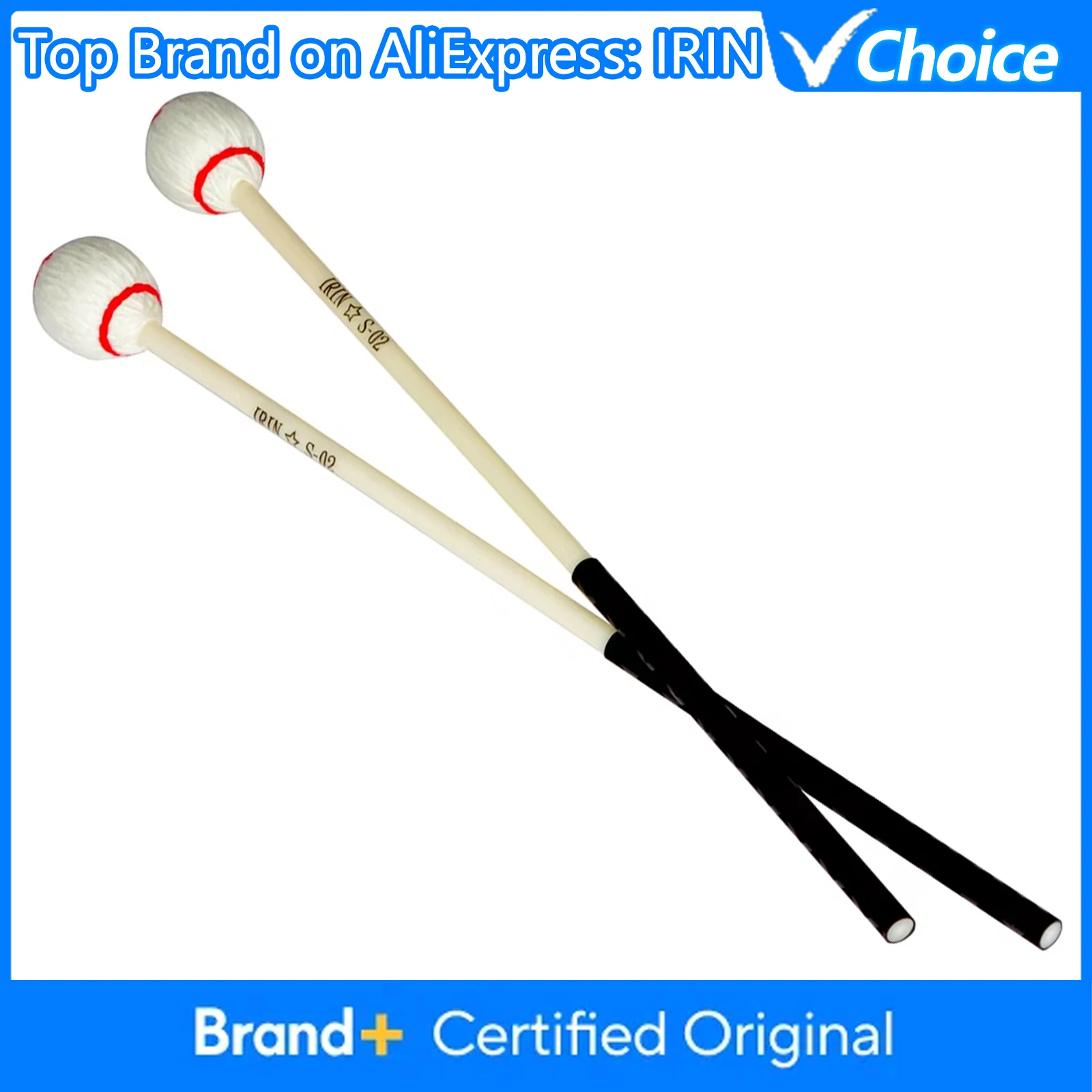 IRIN 1 Par de Baquetas de Marimba de Goma Dura, Martillos para Xilófono y Piano, Accesorios para Instrumentos de Percusión S-02 de Alta Calidad