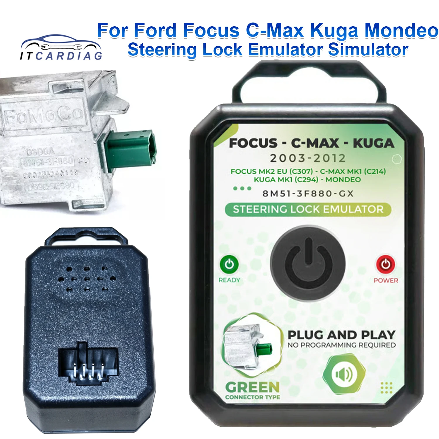 フォードフォーカス-c-max-クーガ-モンデオ用ステアリングロックエミュレーターシミュレーター-ロック音付き-互換性あり-8m51-3f880-gx