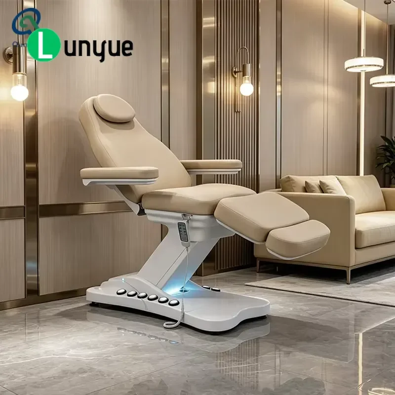 Modern Electric Facial Spa Bed Retractable Massage Table with Light Belt Foot Pedal for Beauty Eyelash Extension