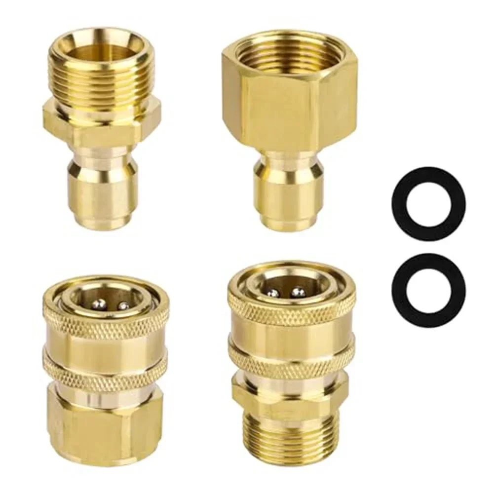 

4pcs/kit M22-14mm To 1/4in Pressure Washer Adapter Set Fittings Adapter Fast Connect Garden Replacement Parts