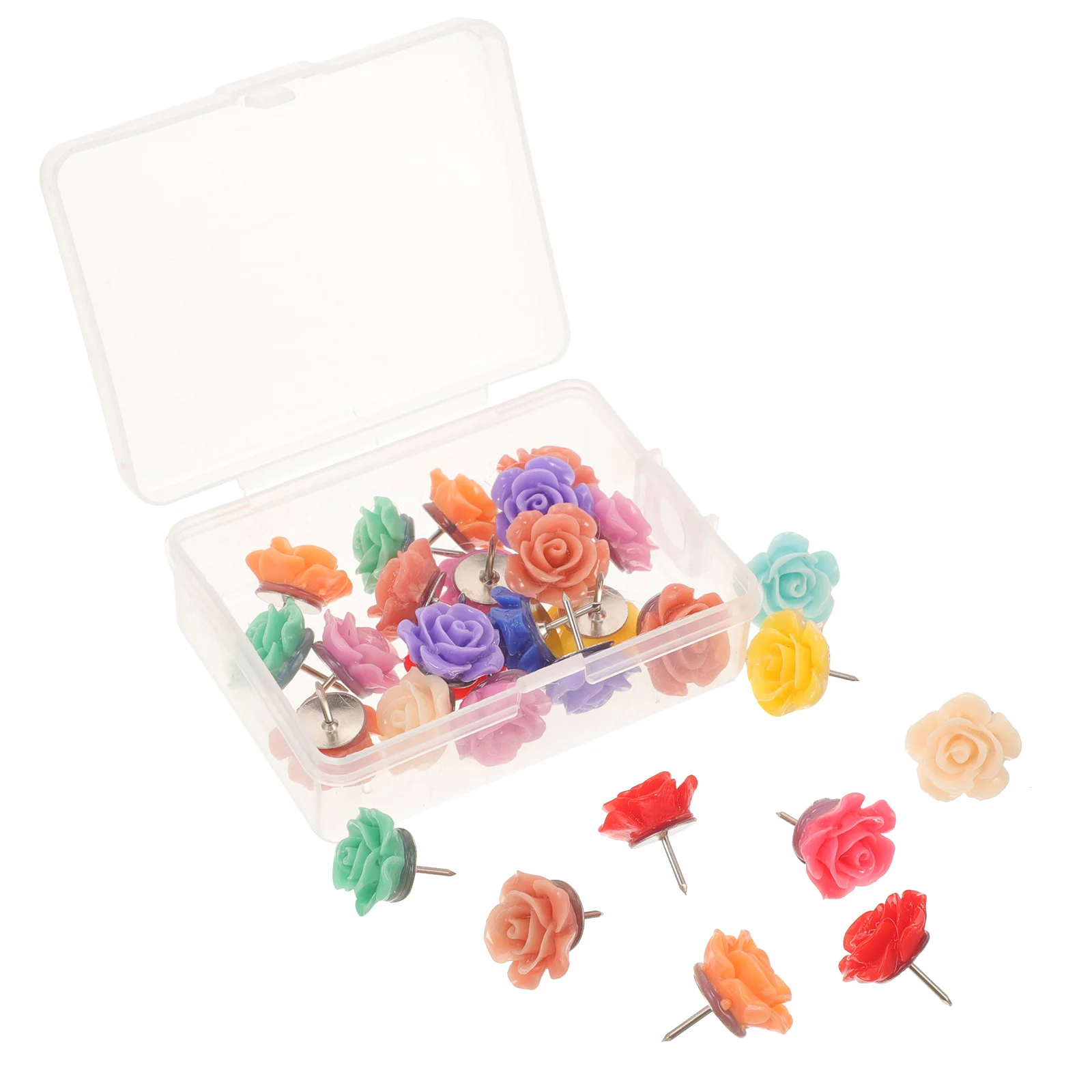 30 Pcs Message Board Pin Household Flower Pushpins Posters Decorative Rose Tacks Portable Accessory The Flowers