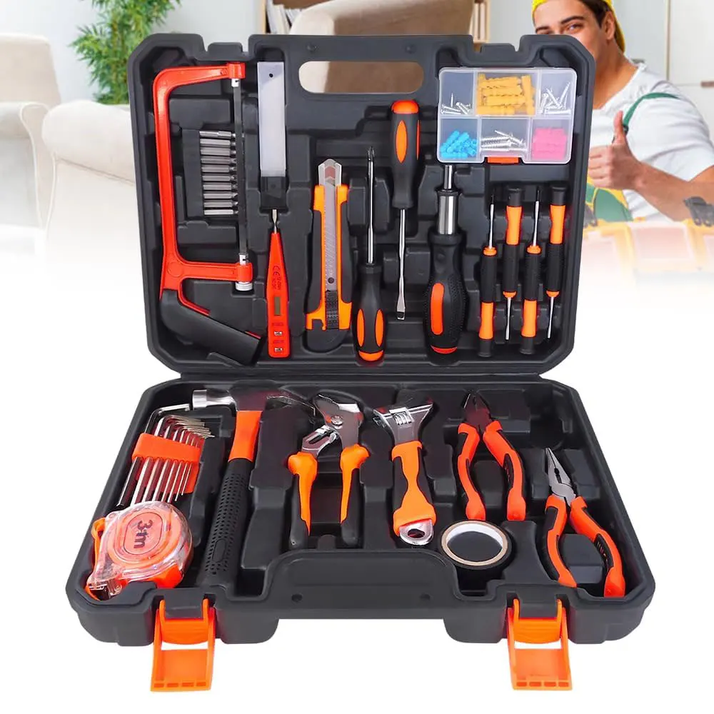 Tool Box 102-Piece Professional Tool Set, Filled Tool Box, Complete Tool Box with Tools, Household Tool Box Screwdriver Set