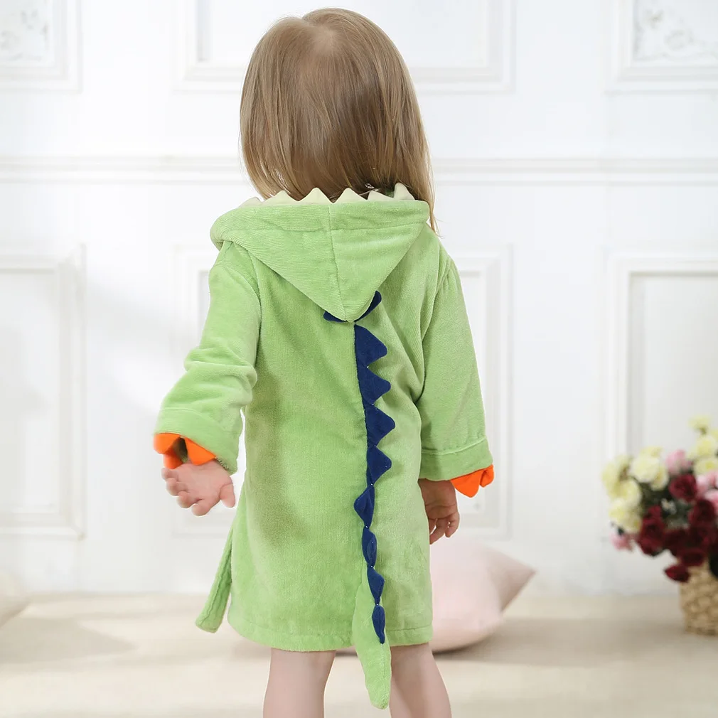 100% Cotton Thick Fabric Children's Bathrobe Hooded Dragon Paw Baby Bath Robe Girls Kids 1-6 Years Pajamas Hoodies Sleepwear