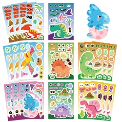 8/16/24pcs Cute Dinosaur DIY Puzzle Cartoon Animals Graffiti Stickers Skateboards Cup Laptop Scrapbook Boy Girl Toy Stickers