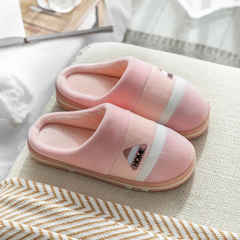 Winter Katoen Warme Vrouwen Slippers Glijbanen Wasbaar Slaapkamer Indoor Koraal Fleece Slipper Huis Katoen Schoenravel Schoeisel