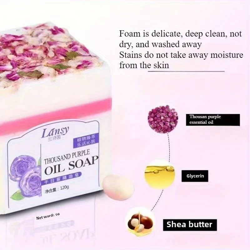 Thousand Days Purple Handmade Essential Oil Soap Cleansing Soap, Deep Cleansing and Makeup Remover, Full Body Bath