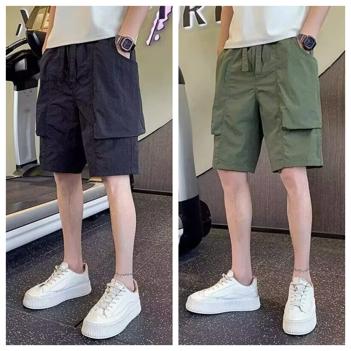 

Рабочая одежда из ледяного шелка, мужская летняя повседневная тонкая одежда с пятью точками, свободная посадка, прямые ноги, крутые ощущения orts