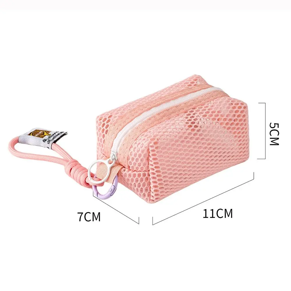 Multi-functional Mesh Mesh Storage Bag Handheld Large Capacity Coin Purse Organizer Dopamine Color Cosmetic Bag