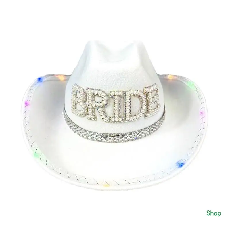 Dropship Light Up Bride Hat with Flashing Light Music Festival Dressingup Hat Wedding Bride Groom Hat Bachelorettes Party Props