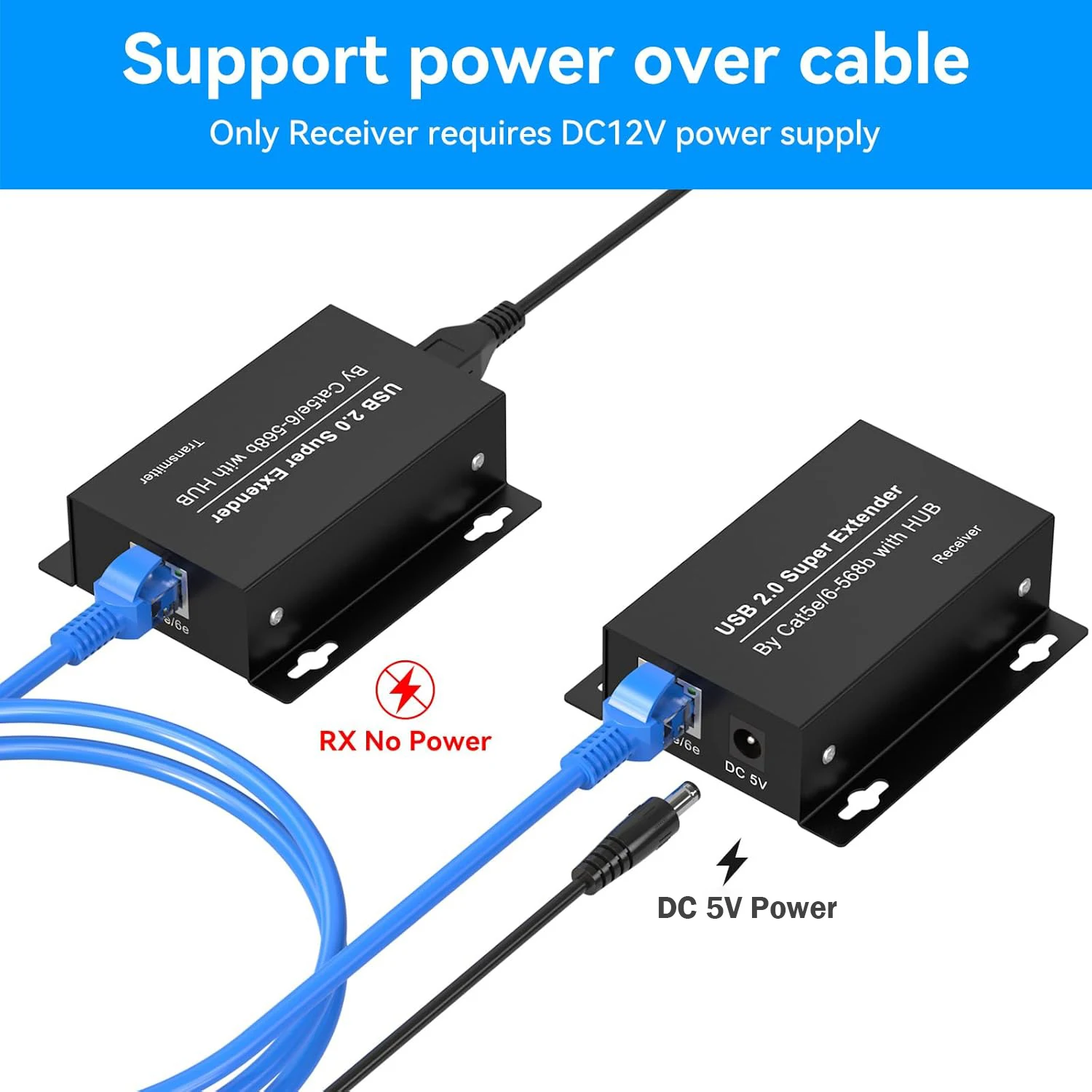 USB 2.0 Extender over Ethernet Rj45 Cat6 Kabel 50M USB Hub POC Voeding Ondersteuning Webcam Camera Toetsenbord Muis Printer U Disc