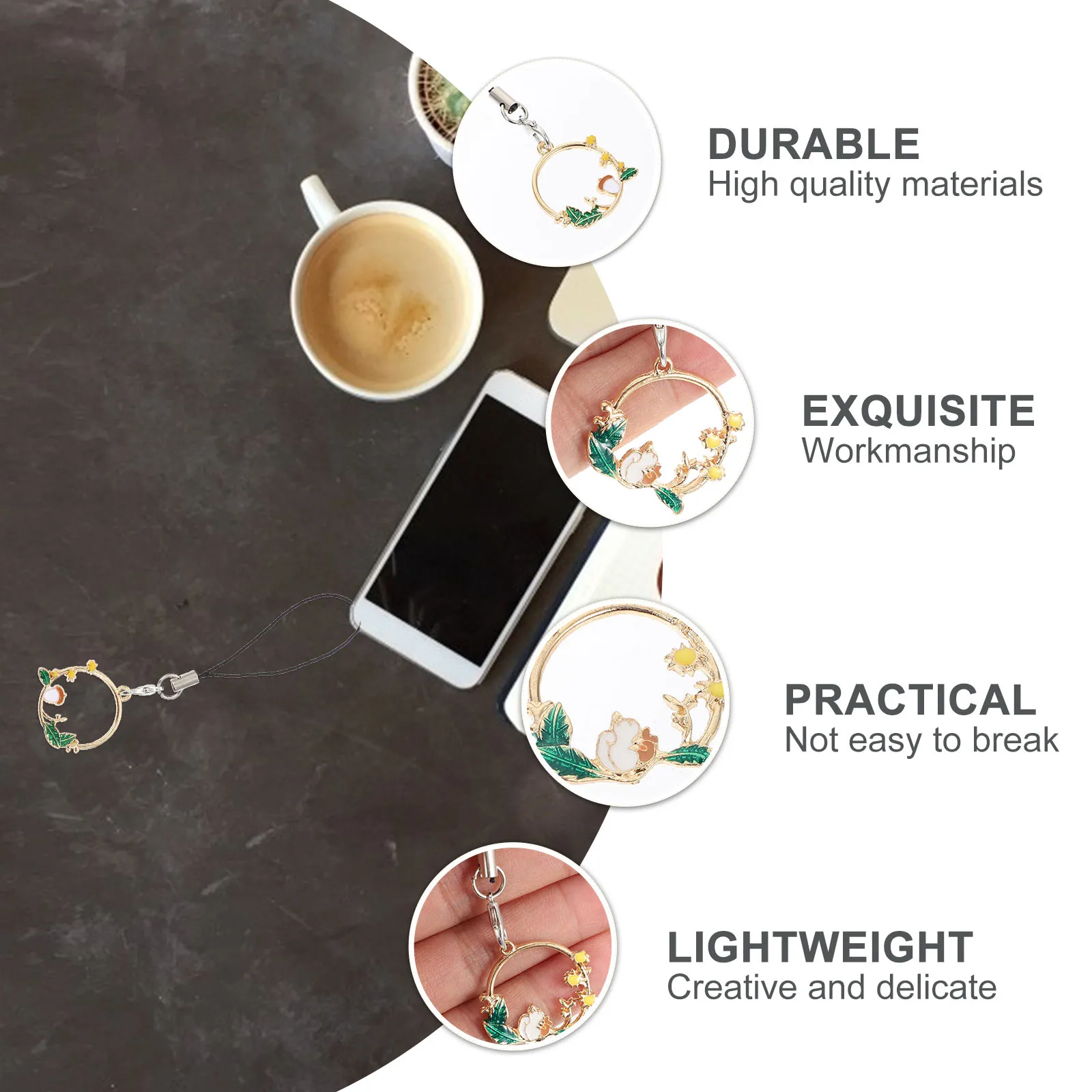 

3pcs Mobile Phone Accessories Cute DIY Garland Pendant Decorative Charms Strap for Keychain Wedding Party Decoration Alloy