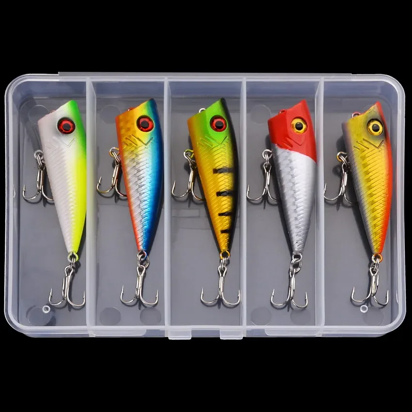 5Pcs/Box Premium Topwater Minnow Popper Fishing Lures , Hard Bait, Artificial Wobblers-Perfect for Catching Big Fish