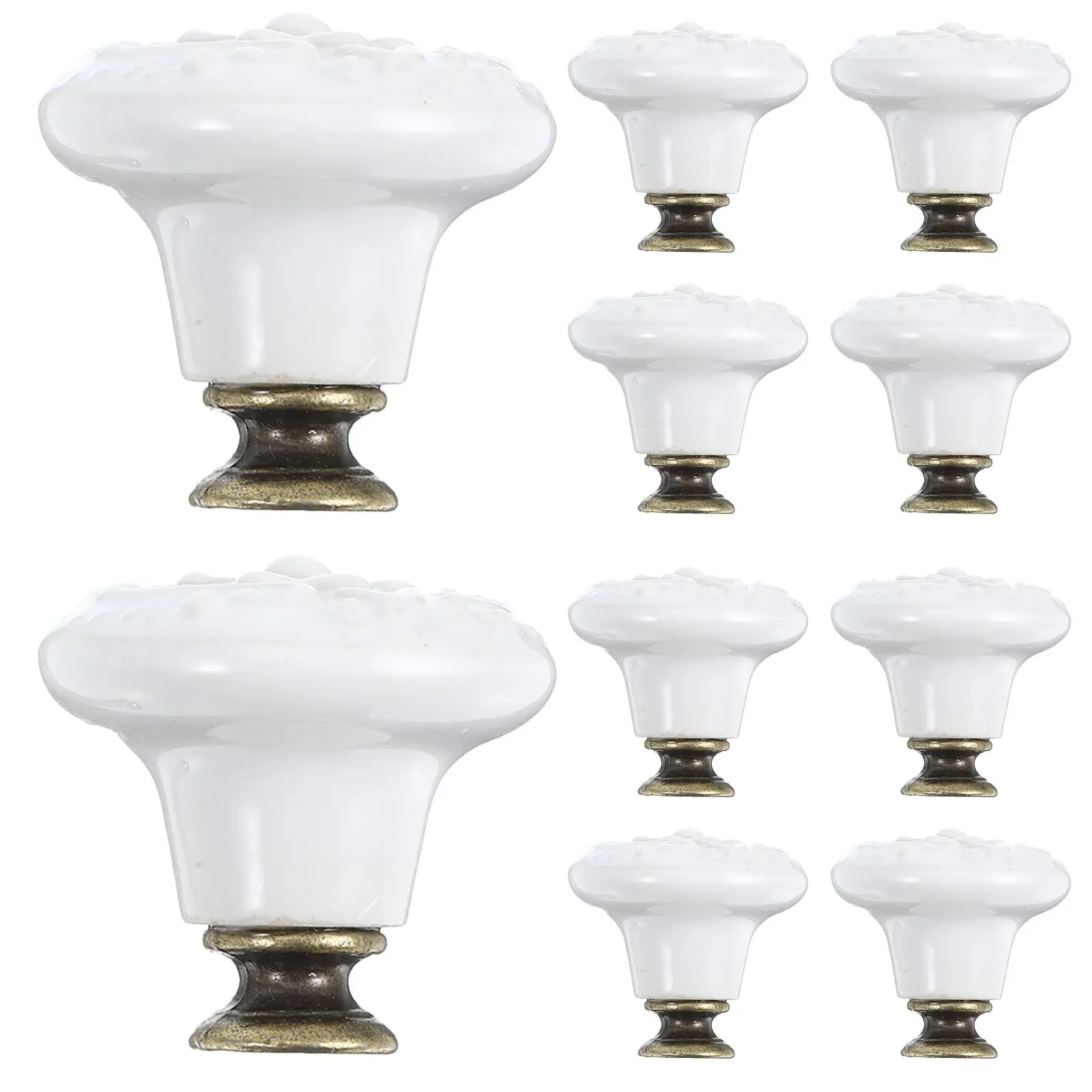

8 Pcs Ceramic Cabinet Door Handles Vintage Kitchen Drawer Knobs Single Hole Pulls White Closet Decorative Hardware