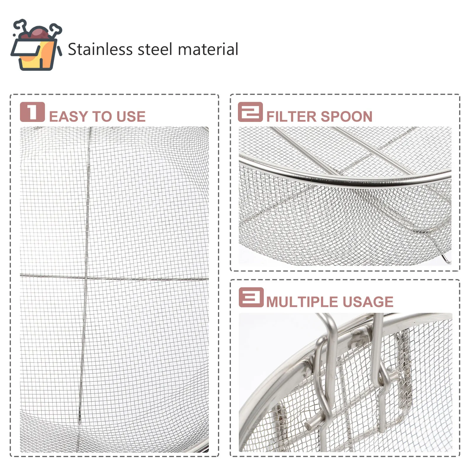 

1Pcs Premium Reusable Stainless Steel Folding Frying Basket Dense Drain Holes for French Fries Chips Hot Pot Cooking Utensil