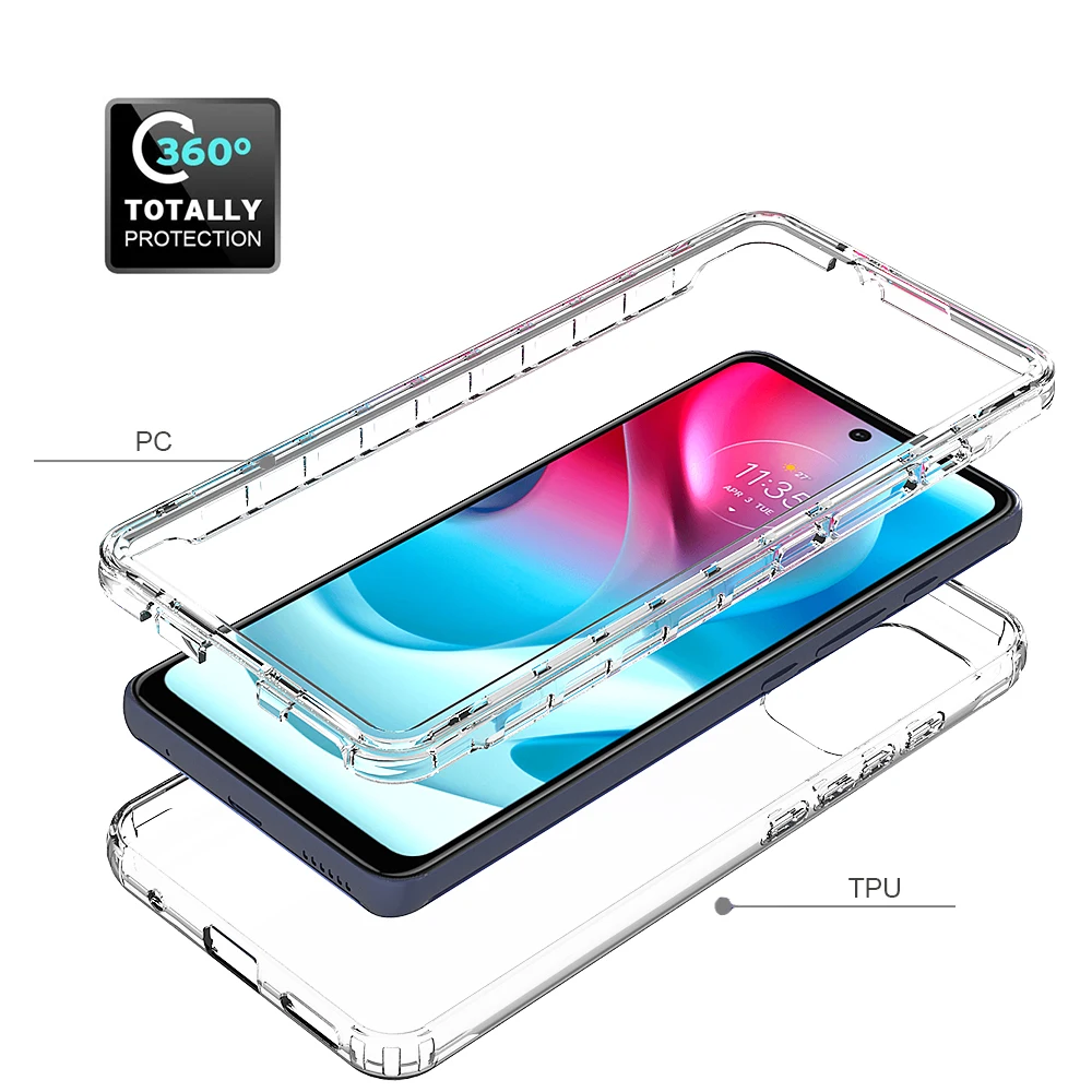 Candy Color Phone Case for Motorola Moto G60s Hybrid Transparent Shockproof Protection Shell 2IN1 Dual Layer Back Cover