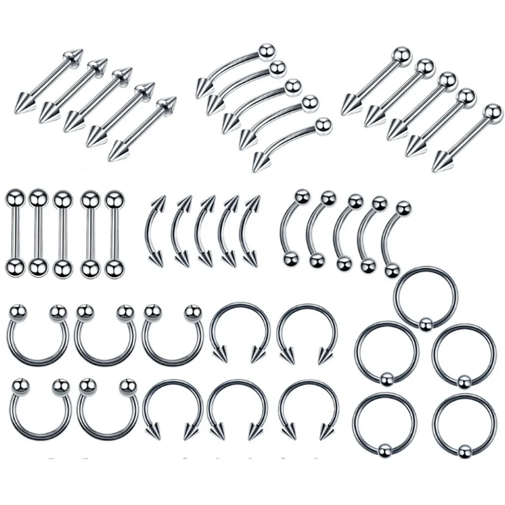 5/16 Stück/Set Körperschmuck Gebogene Nasen-, Ohr-, Bauch-, Lippen-, Zungenringe Set Edelstahl Bauchnabel-, Augenbrauen-Piercings Oreja – Detail 3