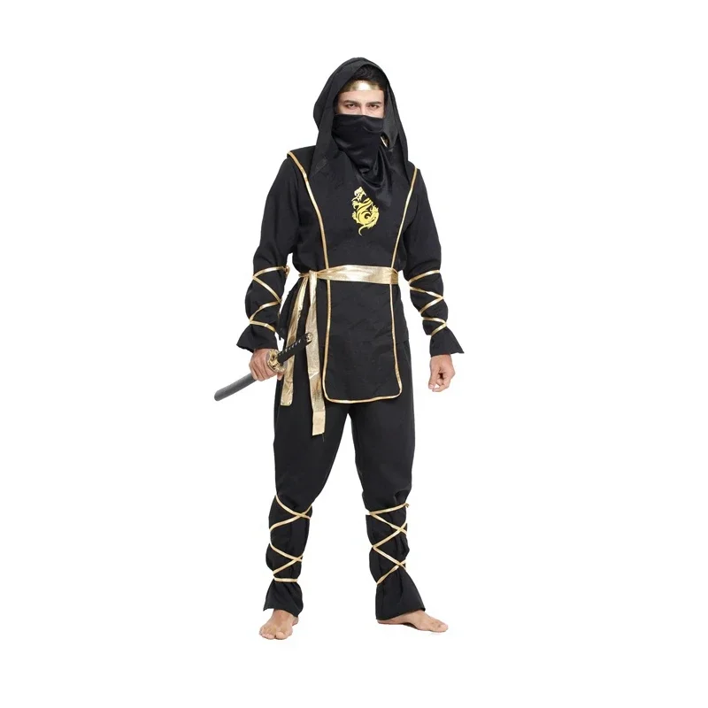 

Halloween Adult Mens Black Warrior Swordsman Cosplay Costume Suit