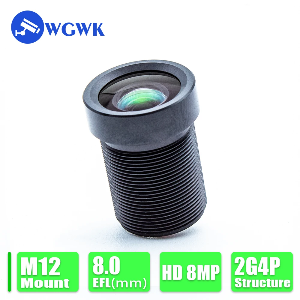 

WGWK-0240 M12 Mount Lens 8MP Security Camera Lens 8mm Fixed Focus 2.8 F/NO(Max) 1/1.8" IMX334 For IP CCTV Cameras Webcam