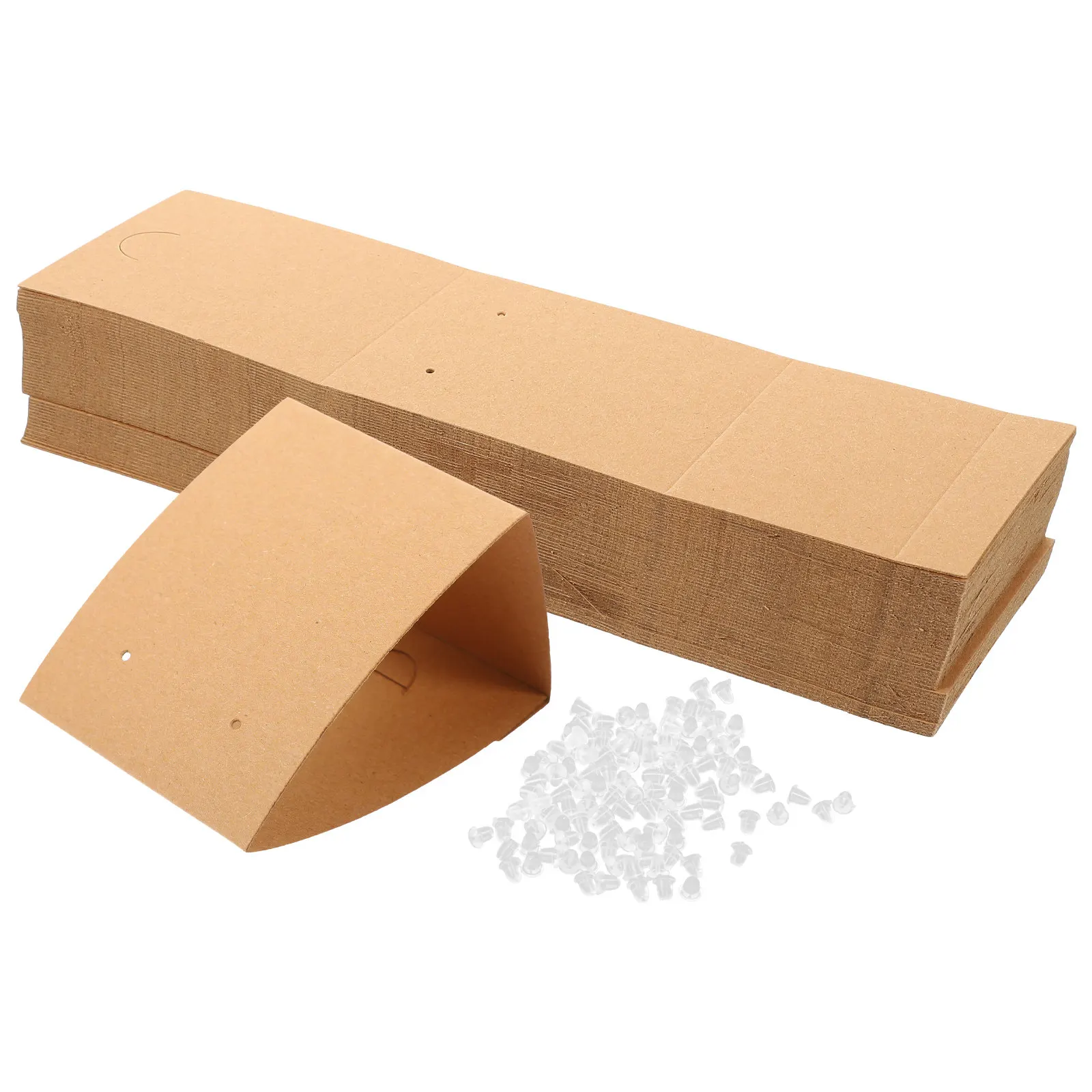 

100 шт. картонных держателей для украшений из крафт-бумаги с вырубными отверстиями для подвешивания серег и ожерелий