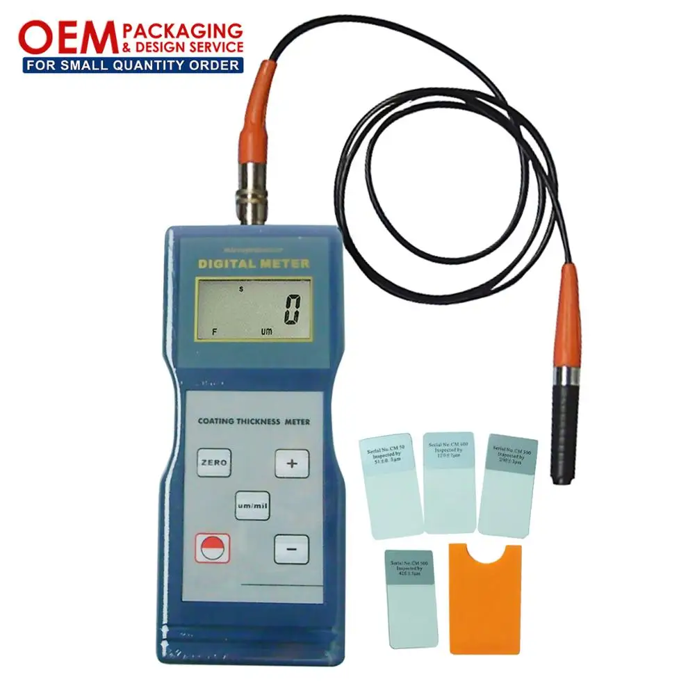 

Digital Tester Coating Thickness 0~1000um / 0~40mil Range Gauge Meter F Probes Copper Zinc Aluminum (OEM Packaging Available)