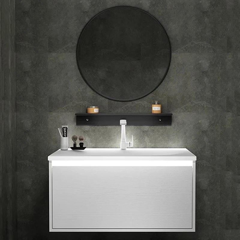 

Mirror Vanity Bathroom Cabinet Led Nordic Round Luxury Toilet Bathroom Vanity Space Saving White Meuble Salle De Bain Furniture