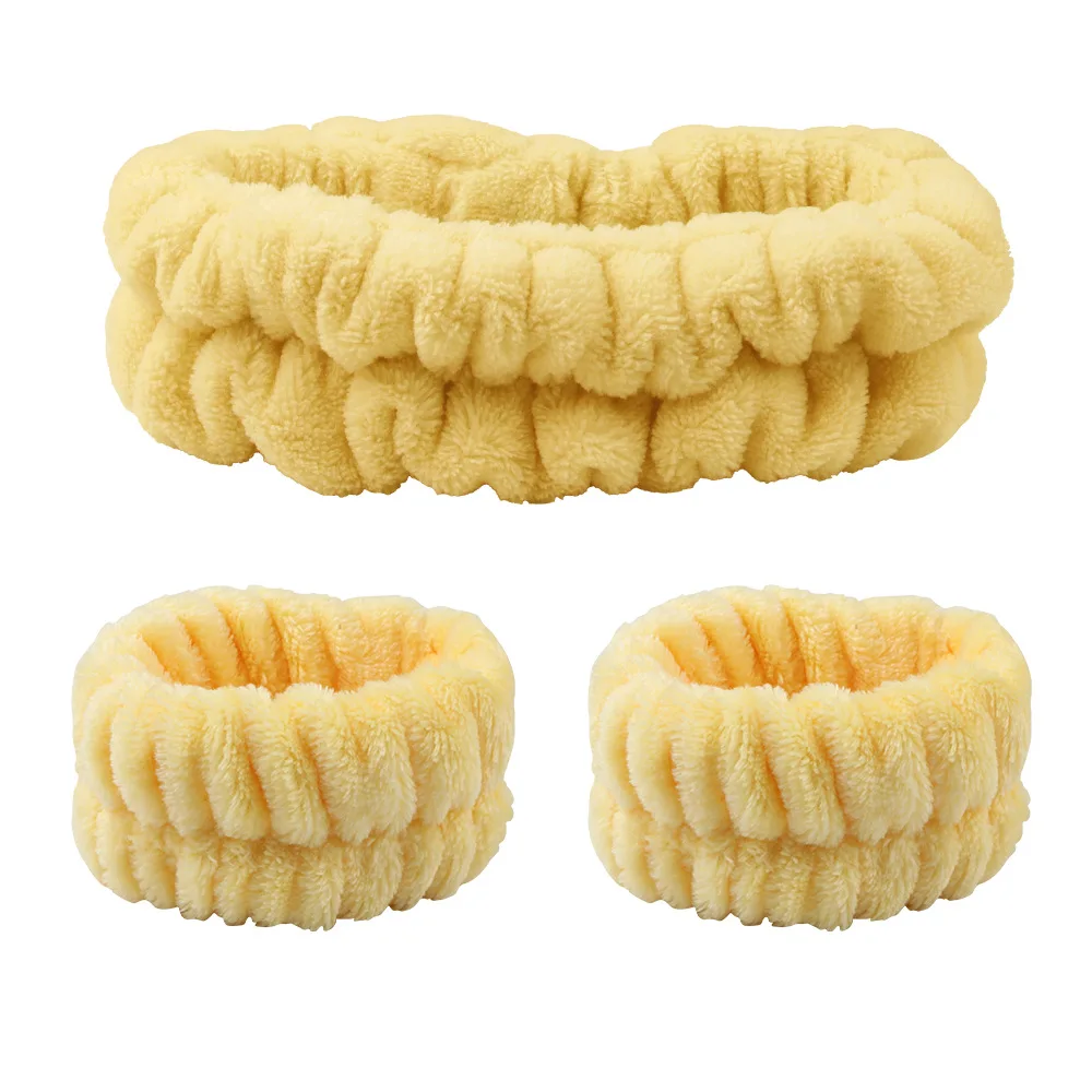 Samtweiches, elastisches Stirnband, Gesichtswasch- und Make-up-Stirnband, Haargummi, Gesichtswasch-Set, wasserdichtes Handgelenkschlaufe und Heanband-Set – Detail 10