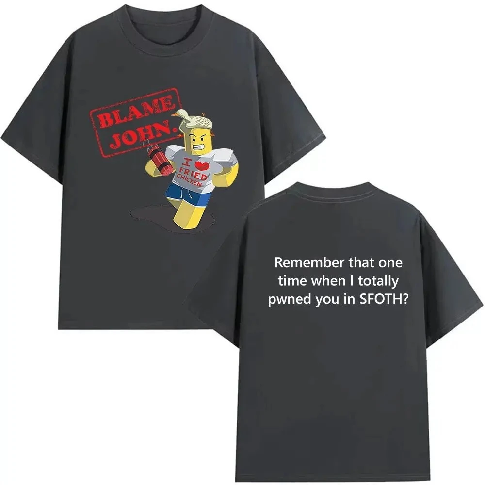 Shedletsky Blame John Forsaken Weißes Freizeit-T-Shirt für Herren und Damen, Luxusmarken-Oberteil – Detail 7