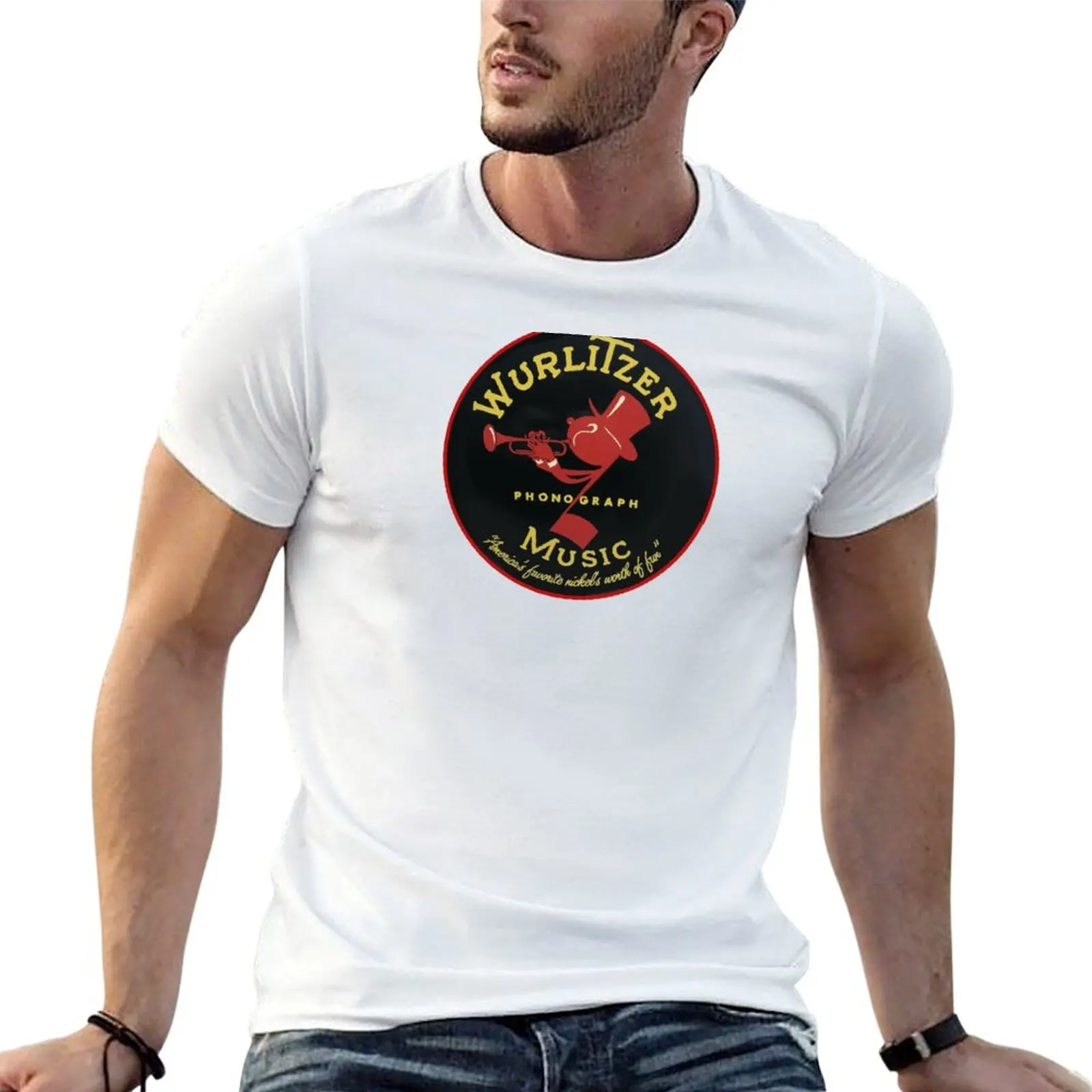 Camiseta Vintage Wurlitzer Phonograph Music para hombre, camiseta gráfica para hombre, camiseta de verano para hombre, camiseta de diseñador