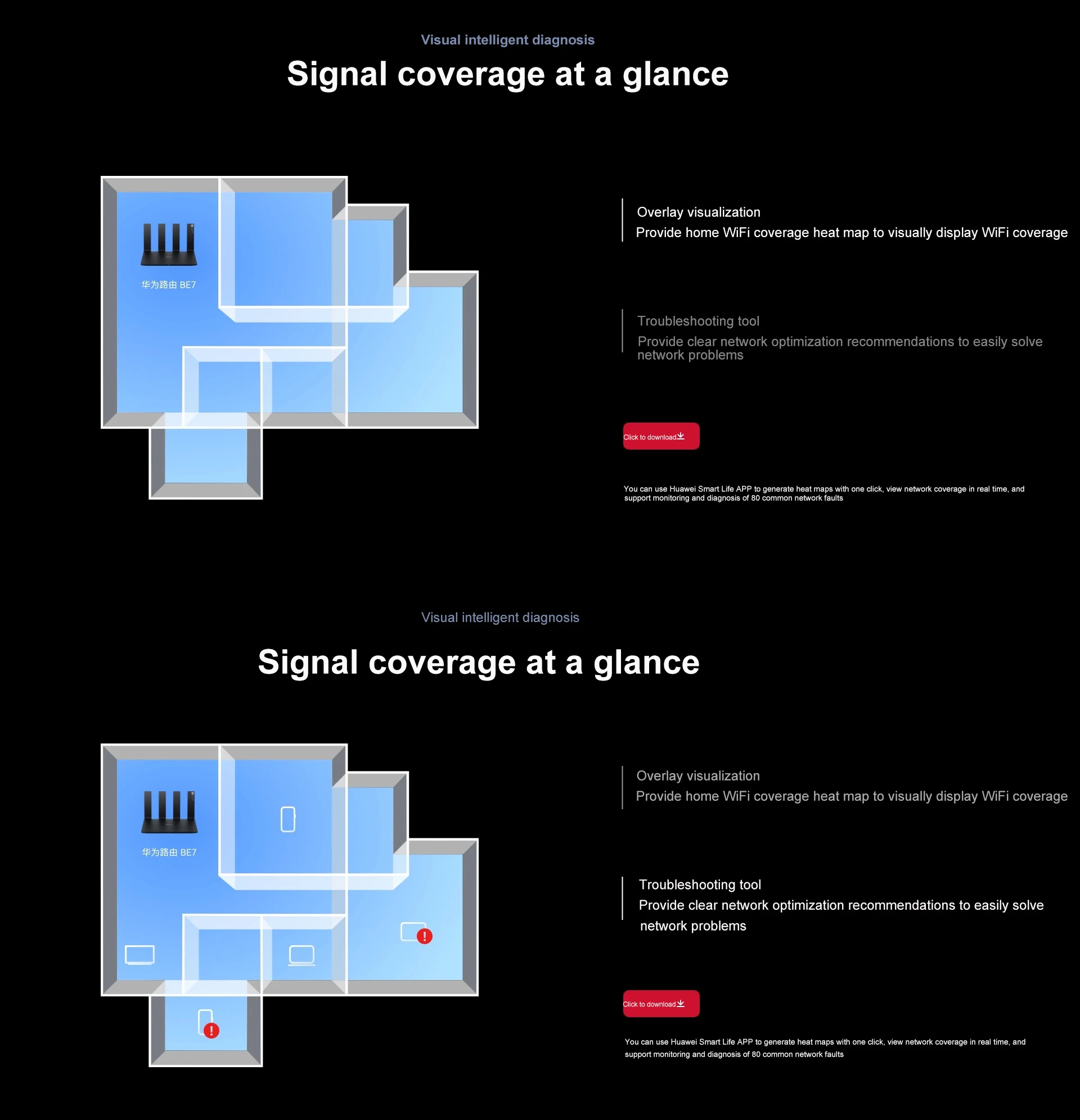 Huawei BE7 Pro Wireless Router WiFi 7 6500Mbps Signal Repeater Dual 2.5GE Network Ports Amplifier For Home Office Support Mesh