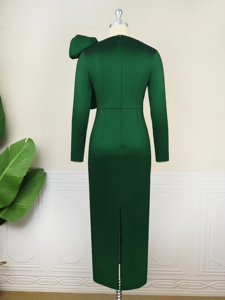 Vestido largo de talla grande para mujer, traje con volantes, cintura alta, color verde oscuro, para cumpleaños, bodas, eventos, Navidad, 4XL