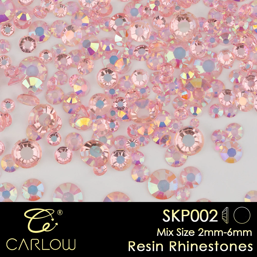 CARLOW Mix Size 2mm-6mm Round Resin Rhinestone 50/100g Flat Back Multi ColorAB Stones for DIY Nail Art Accessories Link 1