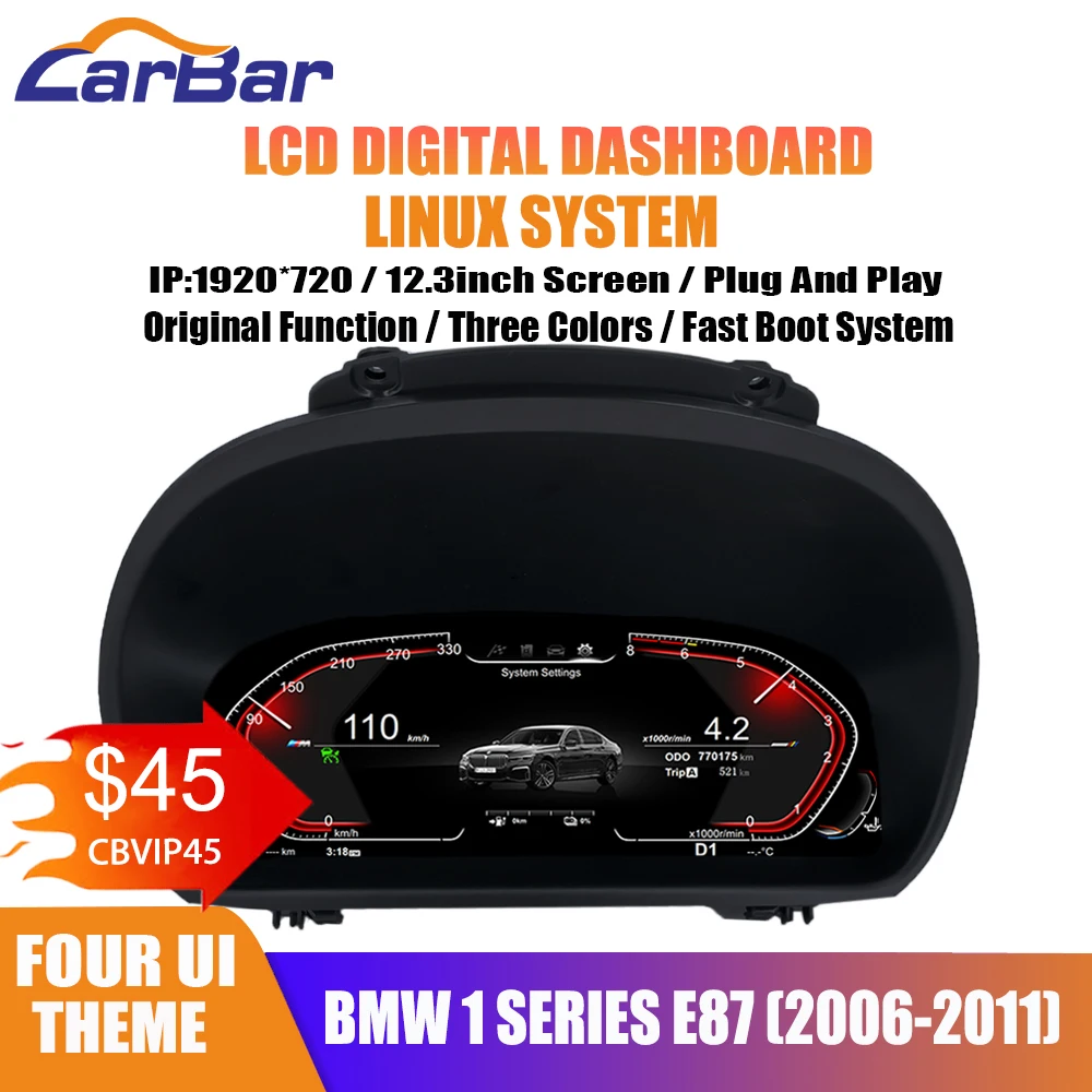 

Carbar, новое обновление, ЖК-цифровая приборная панель, кластер для BMW 1 серии E87 2006-2011, автомобильный спидометр, экран приборов