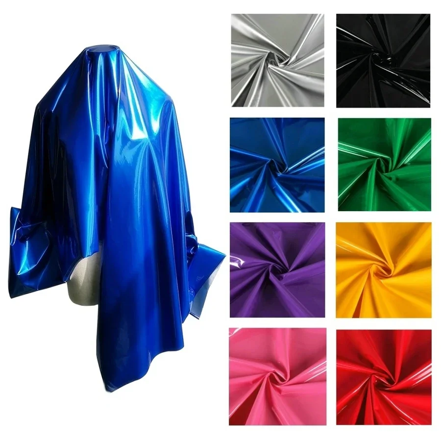 

100X145CM Shiny Glossy Vinyl Leather PU Fabric Soft Stretch Knitted Mirror Material For Bag Dress Dance Stage Costume 13 Color