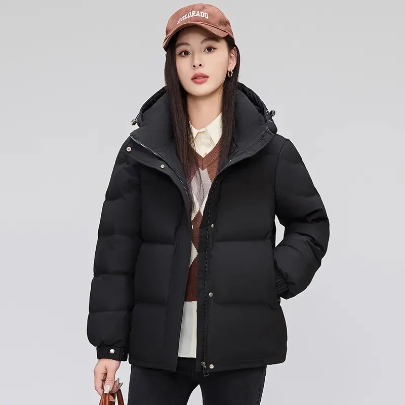 Para baixo algodão-acolchoado casaco feminino parkas curto 2025 coreano inverno novo pouco quente jaqueta de algodão moda pão casaco senhoras