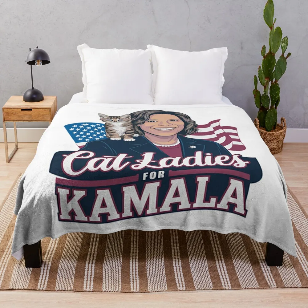 

KAMALA HARRIS AND CAT CAT LADIES FOR KAMALA Throw Blanket Soft Plaid valentine gift ideas Comforter Decorative Sofas Blankets