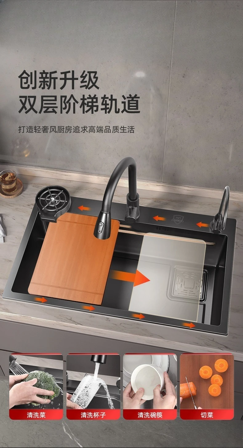 SUS304 Küche, großes Einzelschlitz-Gemüsebecken, Waschbecken aus Edelstahl, für den Haushalt, Unterbaubecken, Geschirrspülmittel