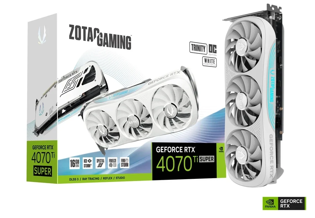 New Arrival ZOTAC GAMING GeForce RTX 4070 Ti SUPER Trinity OC White Edition 16GB GDDR6X Graphics Card for Desktop Building