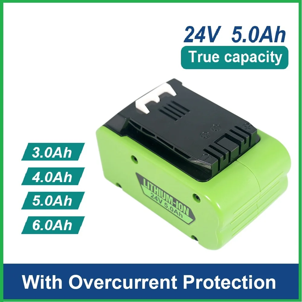 

24V For Greenworks 24V 48V 5Ah 6Ah 18650 Li-ion Rechargeable Battery Power Tools 29842 29852 29322 20362 MO24B410 MO48L4211