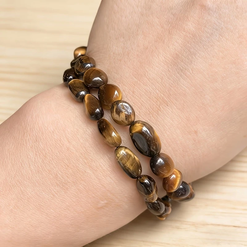 Naturstein Unregelmäßige Tigerauge-Achate Aquamarin Quarz Jade Runde Lose Perlen 15' Strang 6-8mm Für DIY-Armbänder – Detail 4