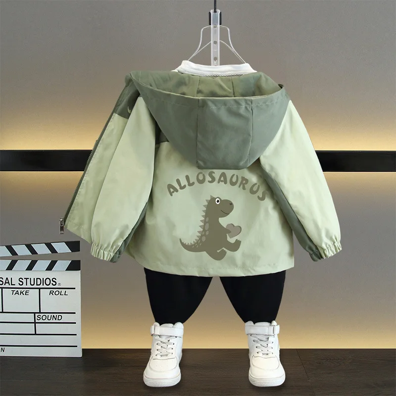 New Children\'s Coat Boys\' Korean Version Spring and Autumn Letter Hooded Top Middle and Large Children\'s Fashion Jacket 1-12Y