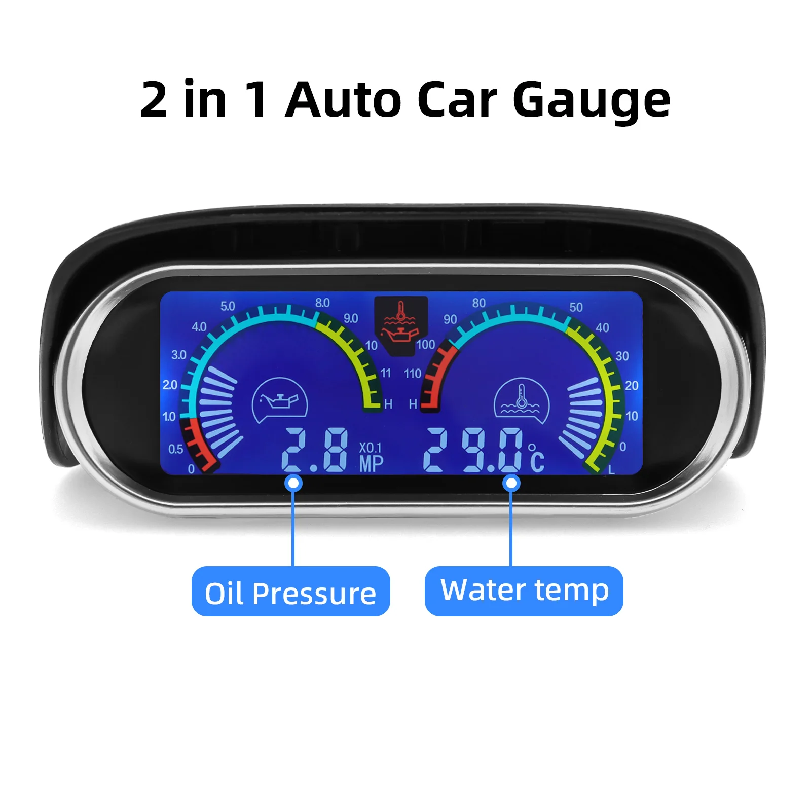 2 Functions Universal 12v/24v Truck Car Oil Pressure Gauge + Water Temperature Gauge Set Meter Sensor Oil Pressure Indicator