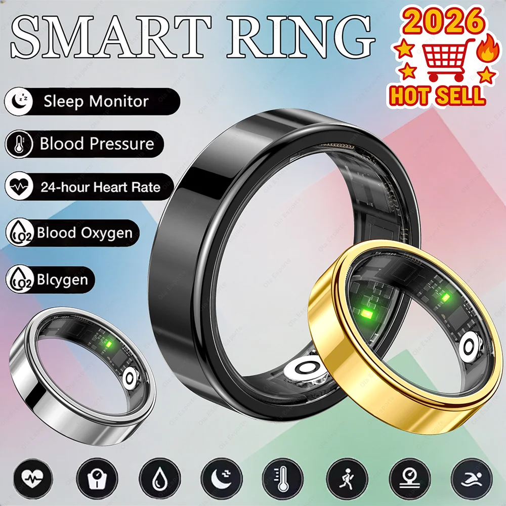 

Men Women Smart Ring IP68 Waterproof Sports Tracking Count Steps Ring Multi-Functional Heart Rate Blood Oxygen Monitor Smartring