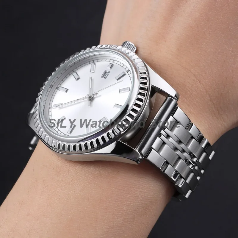 Correas de reloj de acero inoxidable con extremos curvos de 18 mm, 20 mm, 22 mm, 24 mm, correa de reloj de negocios con hebilla plegable, pulsera de repuesto