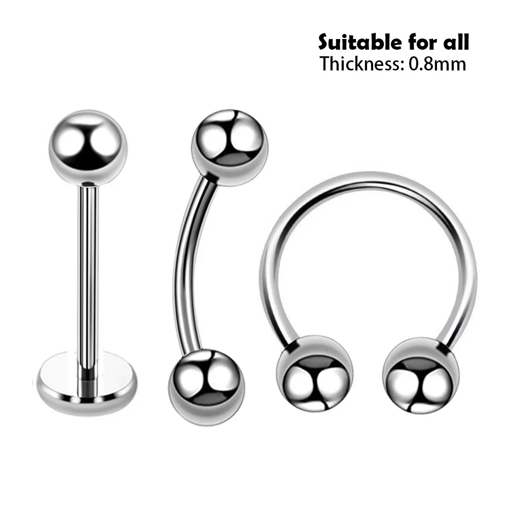 1Pc 20g Surgical Steel Lip Labret Cartilage Tragus Helix Stud Eyebrow Banana Horseshoe Curved Barbells Piercing Body Jewelry