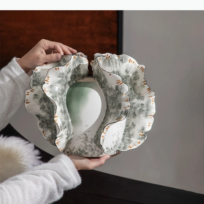Art Ceramic Vase Desktop Ornament Flower Arrangement Artistic Flower Vessels Hydroponic Vases Decorative Vase Dried Flower Vases