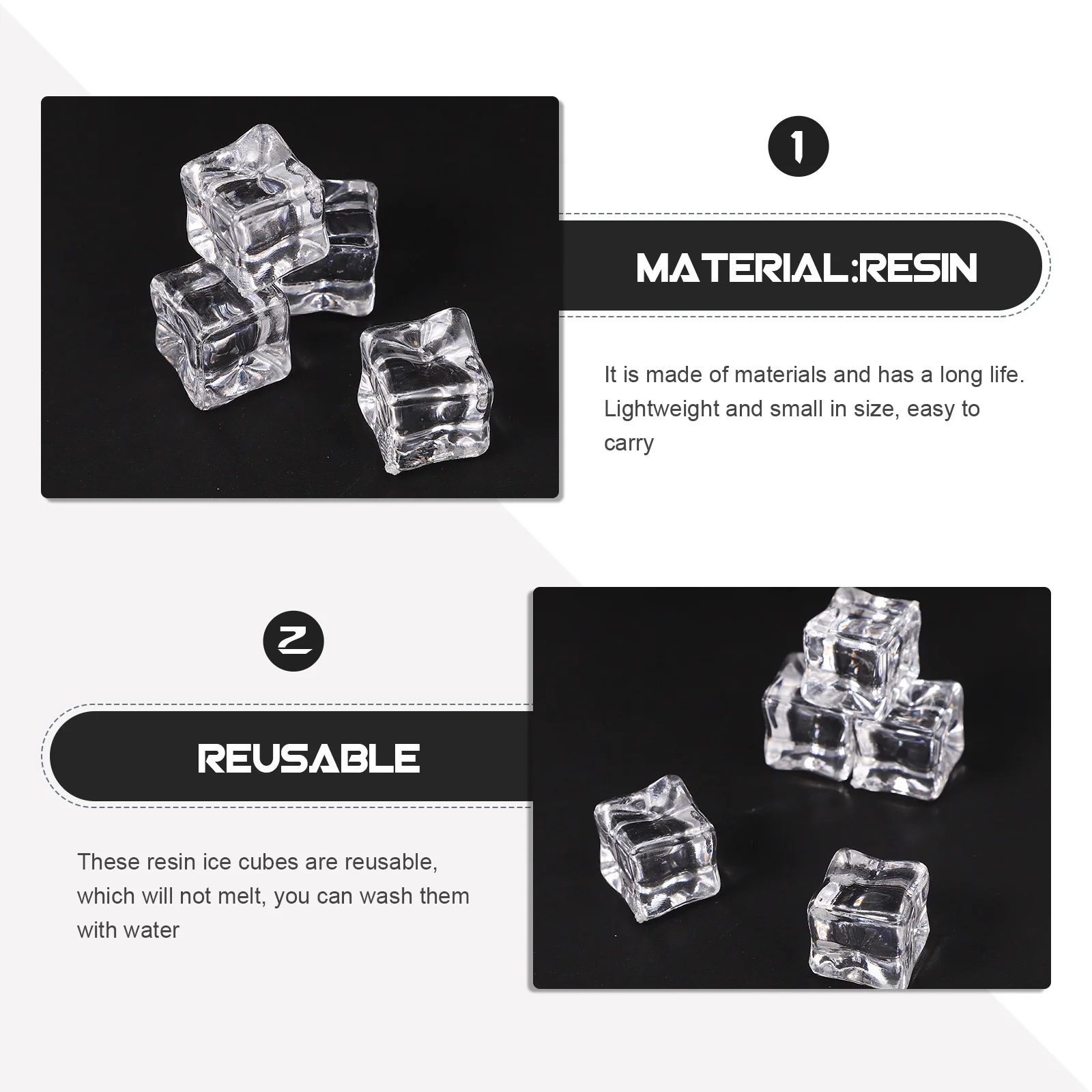 

30Pcs Realistic Faux Ice Cubes Clear Resin Craft Artificial Transparent Ice Cubes for Home Decor Photography Props Party