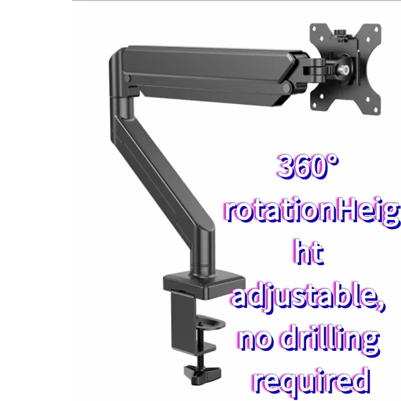 

Gas Spring Monitor Arm Desk Mount, 360° Rotatable Single Screen Stand, Height Adjustable No-Drill Smooth Swivel Base